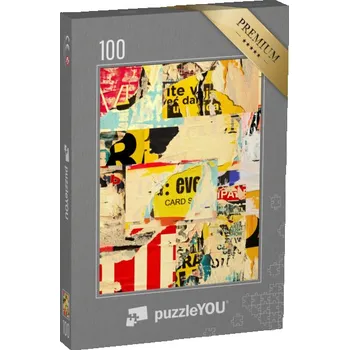 Puzzle puzzle 100 dílků „Roztrhané reklamní plakáty, grunge, koláž“