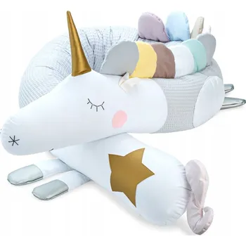 Příslušenství pro dětskou postel a kolébku Mantinel do postýlky válec jednorožec šedý mazlíček, na zip