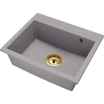 Granitový dřez Granitový dřez Exclusive 55 šedý + zlatý sifon 58 x 49 x 20,5cm