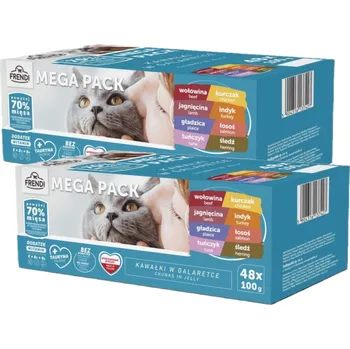 Krmivo pro kočku Frendi sáčky pro kočky s masovou a rybí příchutí v želé 96x100g