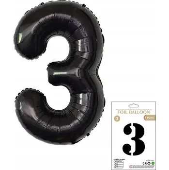 Balónek Fóliový balónek Číslice 3 Černá číslice HEL 100 cm
