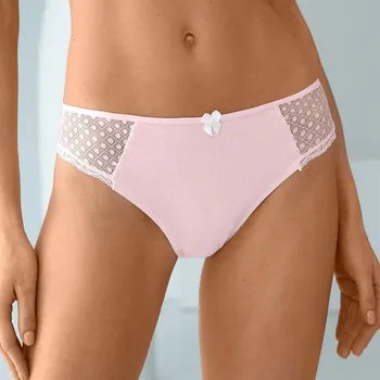 Kalhotky Sada 4 jednobarevných kalhotek midi Tropea zn. Confidence Lingerie® ze strečové bavlny a krajky 2 bílá + 2 pudrová 42/44