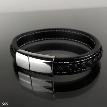 Náramek Pánský náramek z kůže a oceli č. 565