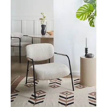 Křeslo Křeslo světle béžové polyesterové čalounění kovový rám mid-century moderní styl obývací pokoj ložnice Beliani