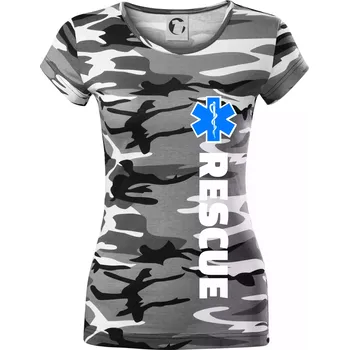 Dámské tričko Rescue - pro záchranáře - Dámské maskáčové triko - S ( Šedý maskáč )