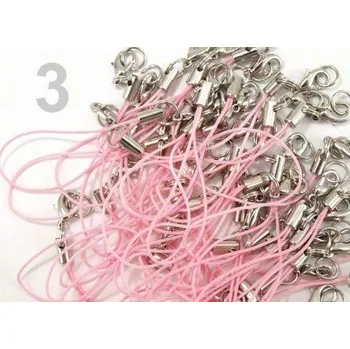 Korálek Šňůrka na mobil s karabinkou světle růžová č. 32