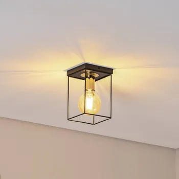 Osvětlení SIGMA Stropní světlo Vox, černé/zlaté, hranaté, 1-světelný, ocel černá, zlatá 1 x 15 W LED - Doprava zdarma