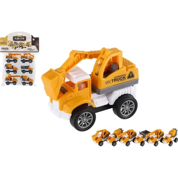 autíčko Teddies Auto stavební mini 6ks plast 7-8cm na zpětné natažení v sáčku