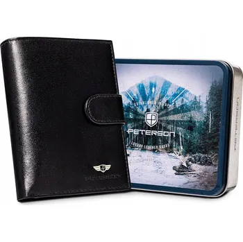 Peněženka Pánská kožená peněženka černá vertikální z pravé kůže s RFID ochranou Peterson