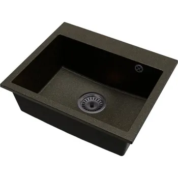 Granitový dřez Granitový dřez Exclusive 55 černý/zlatý + černý sifon 58 x 49 x 20,5cm