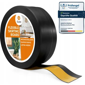 soklová lišta Podlahová lišta QUEST PVC 50x20mm Černá 1m | flexibilní