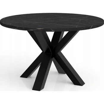 Konferenční stolek Konferenční stolek Noe 60 černý mramor s bílými žilkami kulatý průměr 58 cm černý
