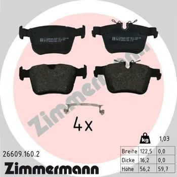 Brzdová destička Sada brzdových destiček, kotoučová brzda ZIMMERMANN 26609.160.2