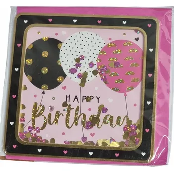 Party dekorace Přání k narozeninám s obálkou 15x15cm Konfety Dětská oslava Narozeninová párty Přání