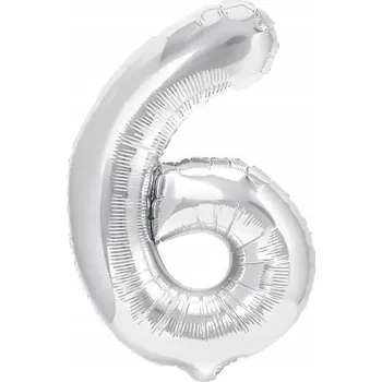 Balónek Fóliový balónek PartyPal číslice 6, 40 cm, stříbrný