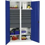 Dílenská skříň Professional 3000, 14 zásuvek, 4 vany, šedo-modrá, š 1000 mm