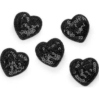 Nášivka Nažehlovačka srdce s flitry, barva 7 černá