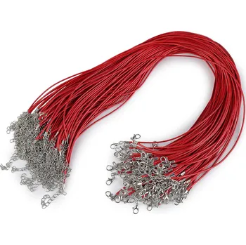 Materiál na výrobu šperku Splétaná šňůrka s karabinkou délka 45 cm, barva 6 červená jahoda