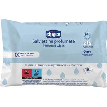 Dětský vlhčený ubrousek CHICCO Dětské vlhčené ubrousky jemně parfémované do kabelky 16 ks
