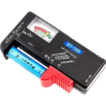 zkoušečka baterií Analogový tester tužkových baterií BT-168, R3, R6, R20, R14, 9V