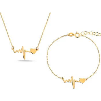 Souprava šperků Zlatá souprava Pulz srdce IZ23420NS + dárkové balení LUXUS zdarma