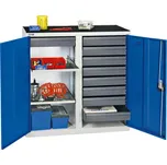 Dílenská skříň Professional 3000, 9 zásuvek, 2 vany, šedo-modrá, š 1000 mm