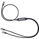 C-TECH Kabel USB Type-C PD 100W power splitter, 0,7m + 2x0,5m, černý CB-USB-PDPS-1B