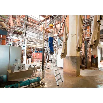 Žebřík Štafle z hliníku, jednostranné, 5 příčlí, protiskluzová třída R13