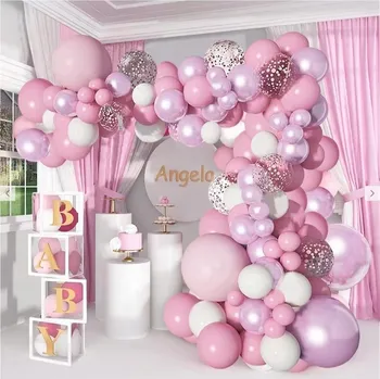 Balónek Balónková Girlanda Baby Růžová Sada Dekorace Oblouk