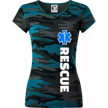 Rescue - pro záchranáře - Dámské maskáčové triko - XS ( Petrolejová maskáč )