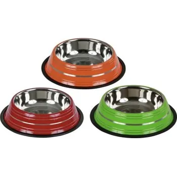 Miska pro psa Miska nerezová s gumovou hranou, barevná - 450 ml
