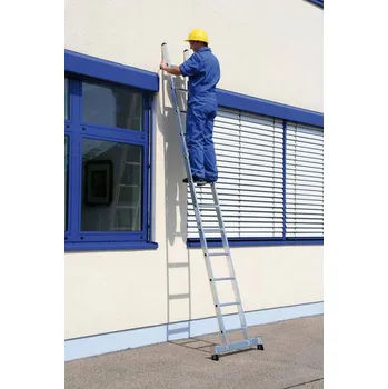 Žebřík Příložný žebřík z hliníku, nivello® traverza, 24 příčlí