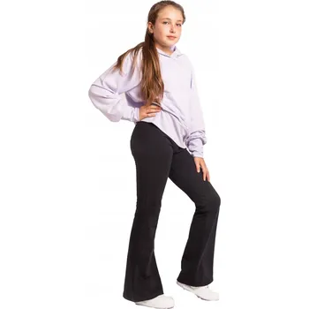 Dívčí legíny New York Style dětské dlouhé zateplené legíny bavlna černá, velikost 134