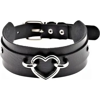 Přívěsek Sexy obojek na krk, Choker se srdíčkem, Obojek s kroužkem ve tvaru srdce