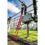 Plastový výsuvný žebřík s lanem, zesílené nosné profily, 2 x 10 příčlí