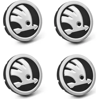 Škoda Auto Středové krytky hliníkových kol ŠKODA, sada 4 ks, originál, chromované logo