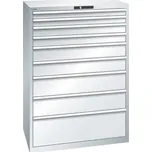 Zásuvková skříň Lista, 9 zásuvek, Š 1023 mm, světle šedá, KEY Lock, typ 75