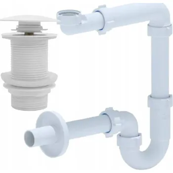 Sifon Prostorově úsporný umyvadlový sifon + bílá zátka klik klak bez přepadu