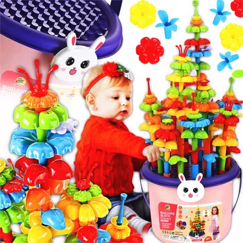 ostatní stavebnice STAVEBNICE V KYBLÍKU KVĚTINY MAGICKÁ ZAHRADA KREATIVNÍ SKLÁDAČKA 156DÍLŮ