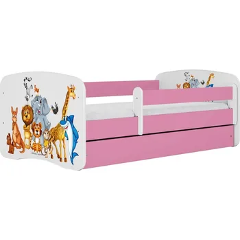 Dětská postel Dětská postel Babydreams zvířátka růžová, varianta 70x140, se šuplíky, s matrací