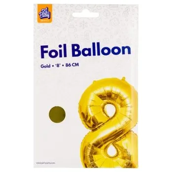 Balónek PD Party Fóliový balónek č. 8 zlatá, 86 cm