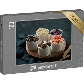 Puzzle puzzle 100 dílků „Podává se v šálku, rolovaná zmrzlina v thajském stylu“