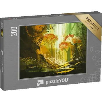 Puzzle puzzle 200 dílků „Abstraktní podzimní les s vodopádem“