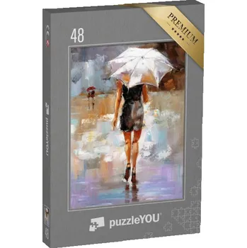 Puzzle puzzle 48 dílků „Olejomalba módní dámy“