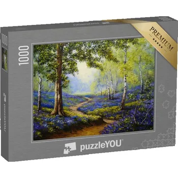 Puzzle puzzle „Jarní les, květiny, olejomalba“