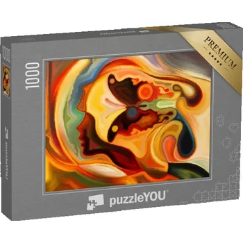 Puzzle puzzle „Fantazie s tváří a motýlem, ilustrace“