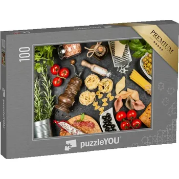 Puzzle puzzle 100 dílků „Italská jídla s těstovinami a bylinkami“