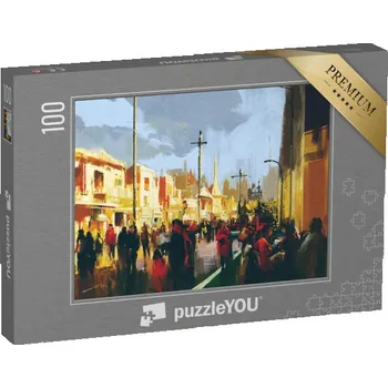 Puzzle puzzle 100 dílků „Krásný obrázek lidí v městském parku, ilustrace“