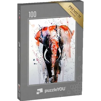 Puzzle puzzle 100 dílků „Slon, zvíře jako malba, akvarel“