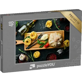 Puzzle puzzle 48 dílků „Italská kuchyně, těstoviny Carbonara“
